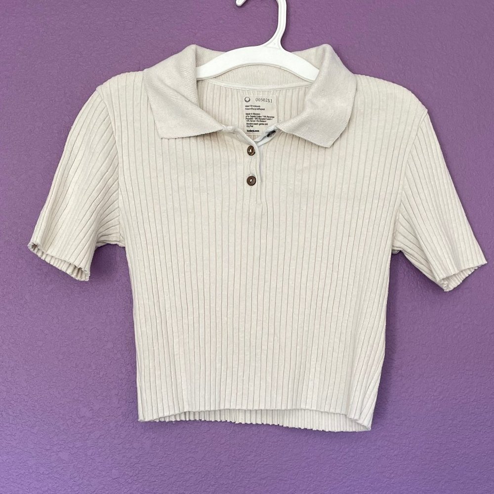 For Days Ribbed Polo Crop, S